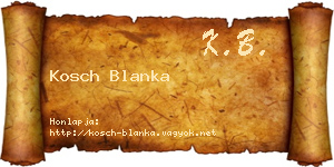Kosch Blanka névjegykártya